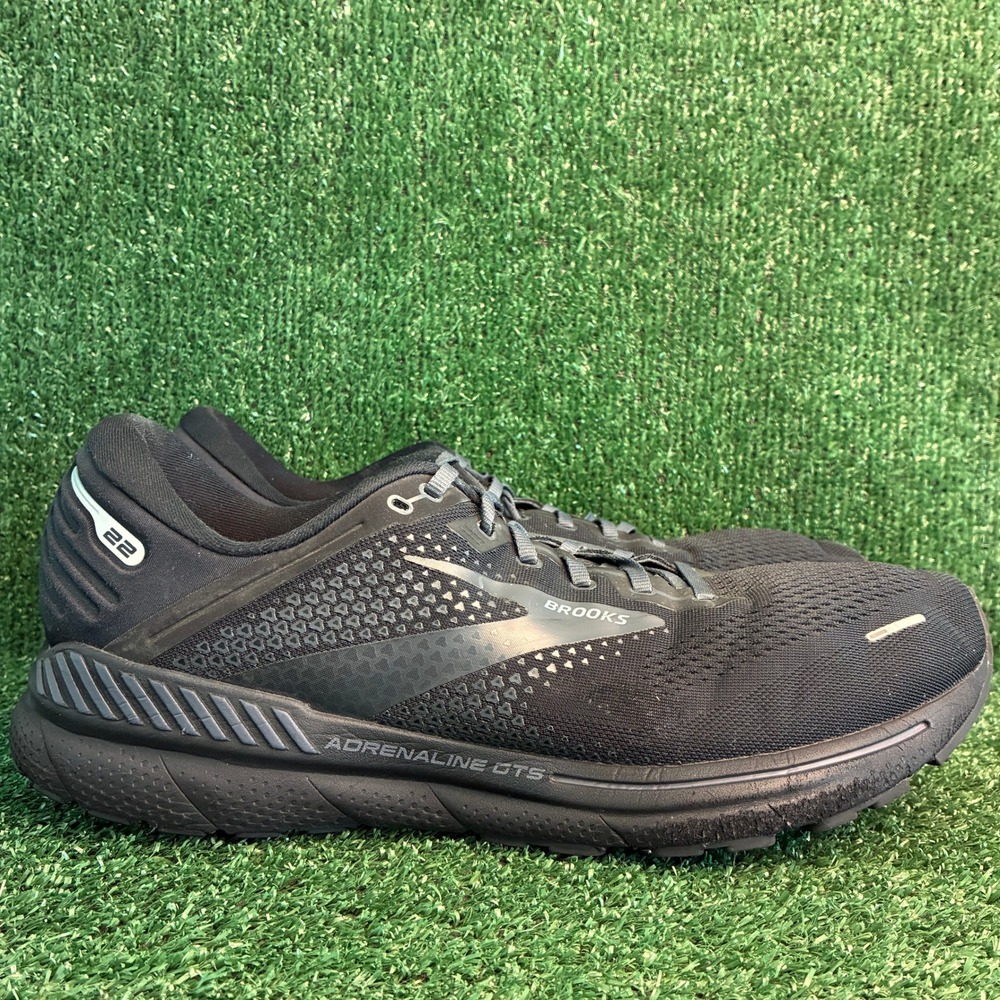 Brooks Adrenaline GTS 22 Cushion Support Athletic Running Shoes Black Mens 15 D